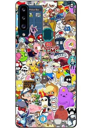 Силіконовий бампер чохол для samsung a20s 2019 galaxy a207f з малюнком стікери мультяшки