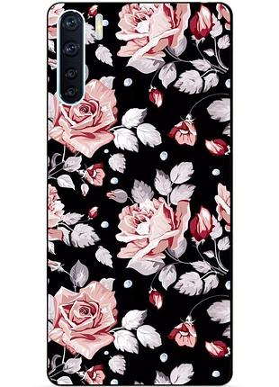 Силиконовый бампер чехол для oppo a91 с рисунком розы