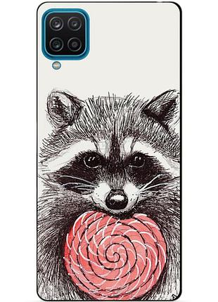 Силиконовый бампер чехол для samsung a12 с рисунком енот