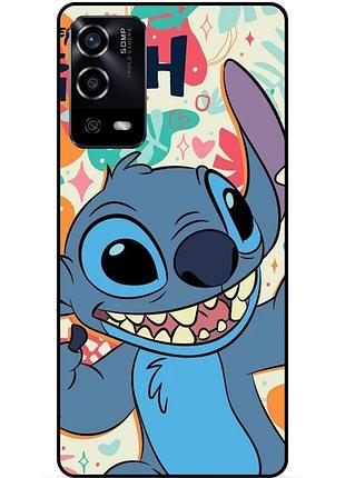 Силиконовый бампер чехол для oppo a55 с рисунком stitch стич