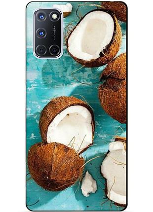 Силиконовый бампер чехол для oppo a72 с рисунком кокосы