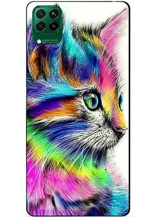 Силиконовый чехол бампер для huawei p40 lite с рисунком акварельный котик