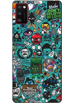 Силиконовый бампер чехол для samsung a41 galaxy a415f с рисунком стикеры