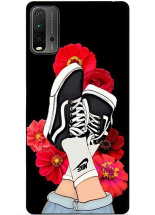 Силиконовый бампер чехол для xiaomi redmi 9t с рисунком кеды