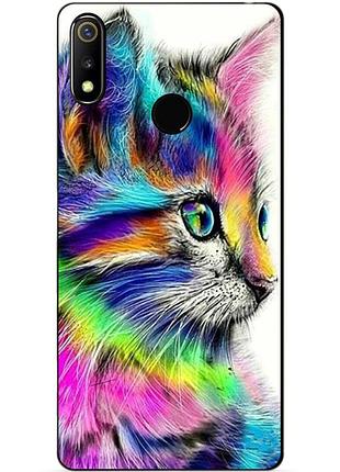 Силиконовый чехол бампер для realme 3 с рисунком акварельный котик