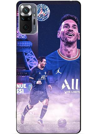 Силиконовый бампер чехол для xiaomi redmi note 10 pro с рисунком messi psg