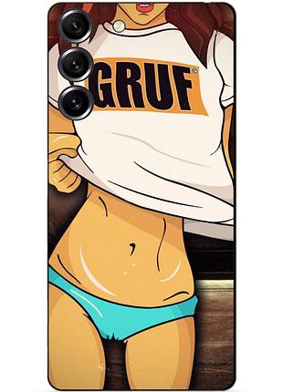 Силиконовый чехол бампер для samsung s21 fe с рисунком девушка в майке gruf