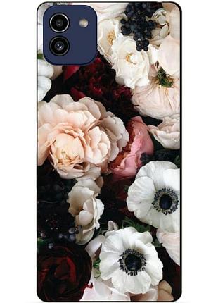 Силиконовый бампер чехол для samsung a03 с рисунком маки