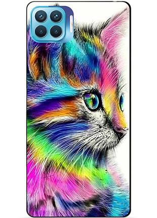Силиконовый бампер чехол для oppo reno 4 lite с рисунком акварельный котик