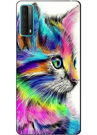 Силіконовий бампер чохол для huawei p smart 2021 з малюнком акварельний котик