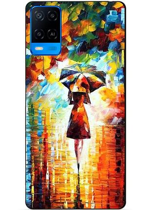Силиконовый бампер чехол для oppo a54 с рисунком прогулка