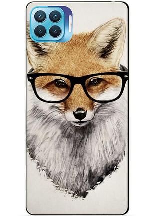 Силиконовый бампер чехол для oppo reno 4 lite с рисунком лиса