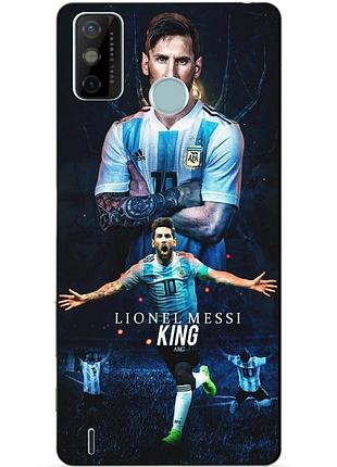 Силиконовый бампер чехол для tecno spark 6 go с рисунком messi