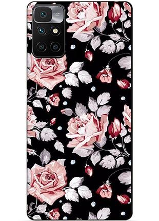Силиконовый бампер чехол для xiaomi redmi note 11 с рисунком розы