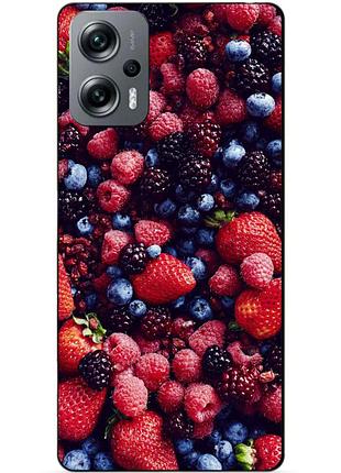 Силиконовый бампер чехол для xiaomi poco x4 gt с рисунком ягоды