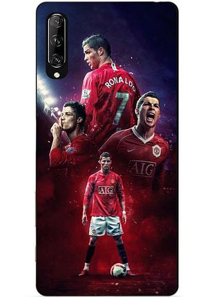 Силиконовый чехол бампер для huawei p smart pro с рисунком ronaldo mu