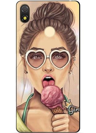 Силиконовый бампер чехол для tecno pop 3 с рисунком мороженное