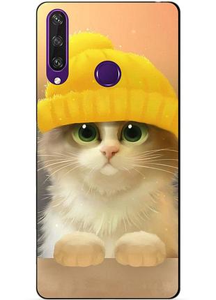 Силіконовий чохол бампер для huawei y6p з малюнком котик в шапці