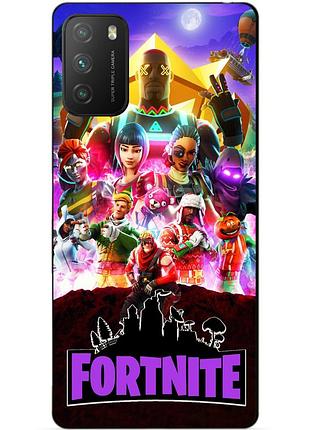 Силиконовый бампер чехол для xiaomi poco m3 с рисунком fortnite