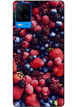 Силиконовый бампер чехол для oppo a54 с рисунком ягоды