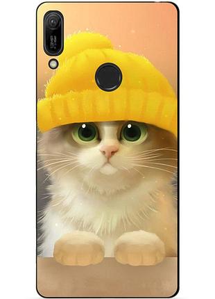 Силіконовий чохол для huawei y6 prime 2019 з малюнком котик в шапці