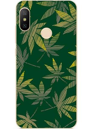 Бампер силиконовый чехол для xiaomi mi a2 с рисунком канабис