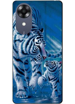 Силиконовый чехол бампер для oppo a17k с рисунком тигры