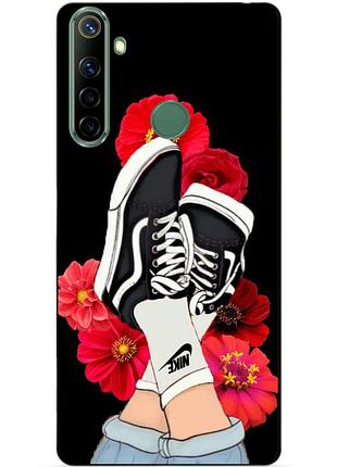 Силиконовый чехол бампер для realme 6i с рисунком кеды