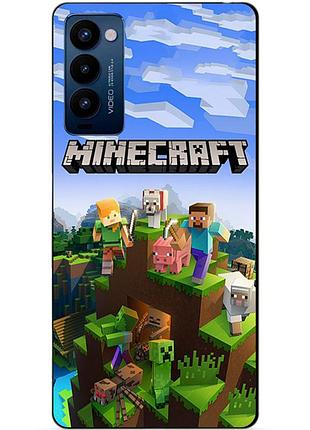 Силиконовый бампер чехол для tecno camon 18p с картинкой minecraft