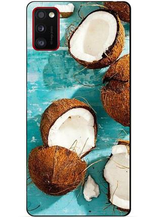 Силиконовый бампер чехол для samsung a41 galaxy a415f с рисунком кокосы