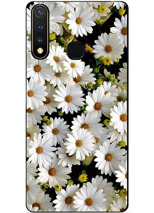 Силиконовый бампер чехол для vivo y19 с рисунком ромашки