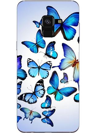 Чехол силиконовый бампер для samsung a8 plus galaxy a730 бабочки 04