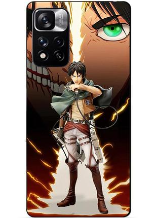Силиконовый чехол бампер для xiaomi redmi note 11 pro plus 5g с рисунком атака титанов attack on titan