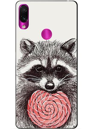 Силиконовый чехол для xiaomi redmi 7 с рисунком енот