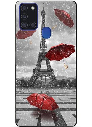 Силіконовий бампер чохол для samsung a21s з малюнком дощ у парижі