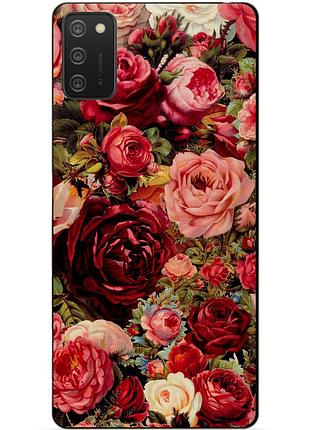 Силиконовый бампер чехол для samsung a02s с рисунком красные розы