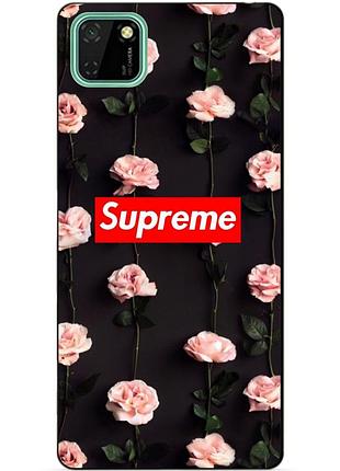 Силіконовий чохол бампер для huawei y5p з малюнком supreme на трояндах
