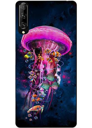 Силиконовый чехол бампер для huawei p smart pro с рисунком медуза