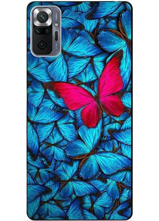 Силиконовый бампер чехол для xiaomi redmi note 10 pro с рисунком мотыльки