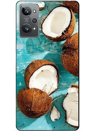 Силиконовый чехол бампер для realme gt2 с рисунком кокосы