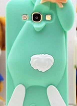 Объемный 3d силиконовый чехол для samsung galaxy a7 a7000 заяц бирюзовый