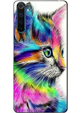 Силиконовый чехол бампер для realme 6 pro с рисунком акварельный котик