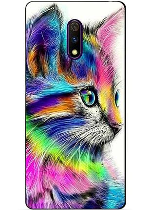 Силіконовий чохол бампер для realme x з малюнком акварельний кіт