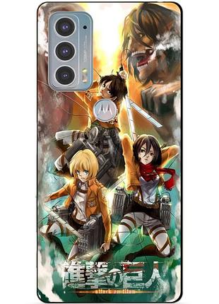 Силиконовый чехол бампер для motorola edge 20 с рисунком атака на титанов attack on titan