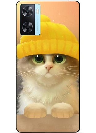 Силіконовий бампер чохол для oppo a57s з малюнком котик у шапці