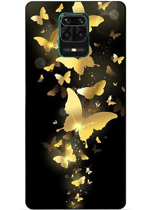 Силіконовий чохол бампер для xiaomi redmi note 9s з малюнком золоті метелики метелики метелики