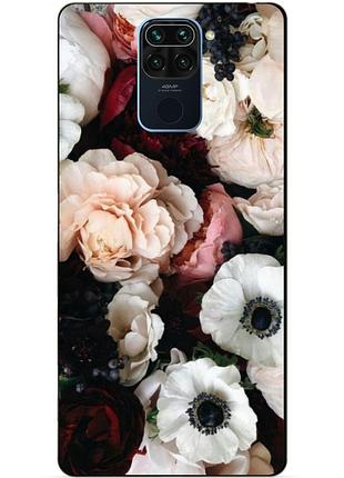 Силіконовий чохол бампер для xiaomi redmi note 9 з малюнком маки квіти