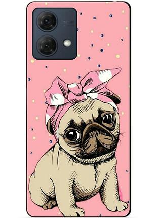 Силиконовый чехол бампер для motorola moto g84 с рисунком мопс