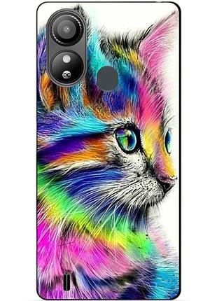 Силиконовый чехол бампер для zte blade l220 с рисунком акварельный кот