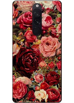 Силиконовый бампер чехол для xiaomi redmi 8 с рисунком красные розы